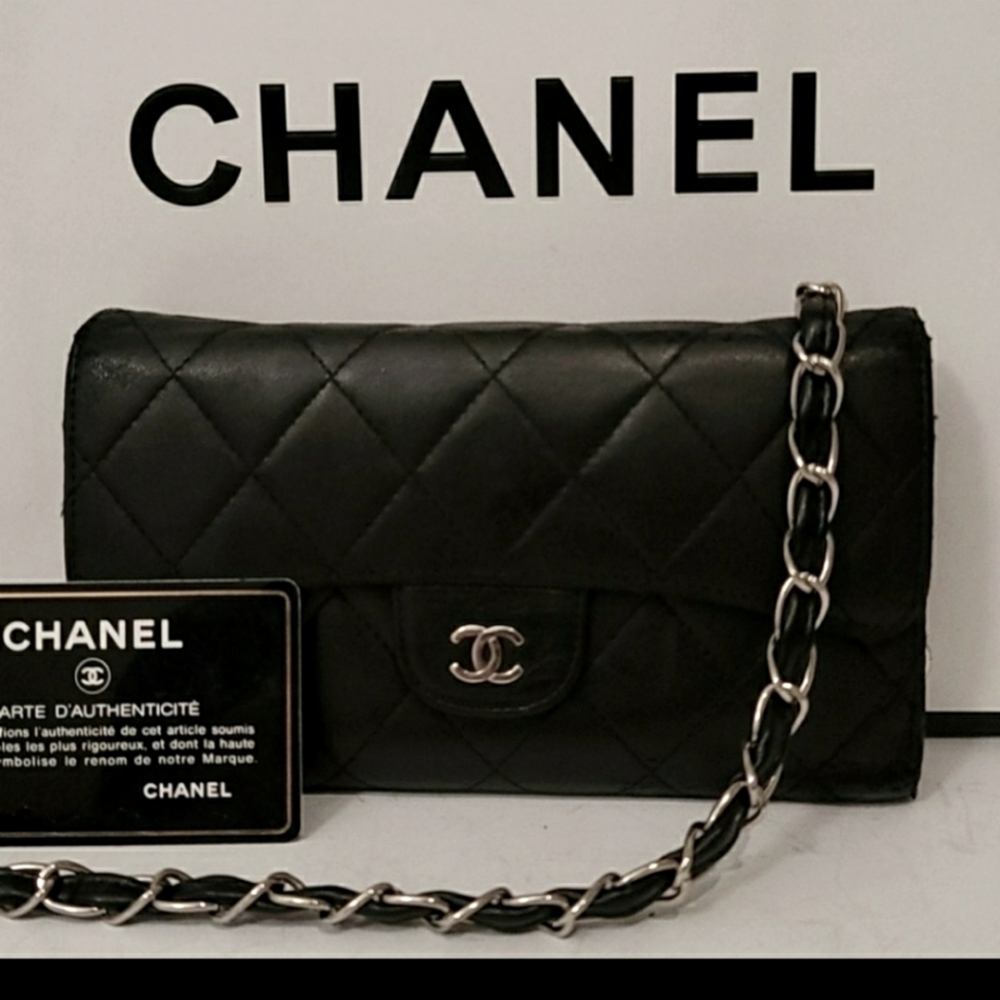 CHANEL Lambskin Quilted Large Flap Wallet